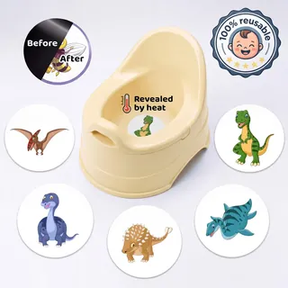 Patty Pals dinosaur pattern stickers on a potty